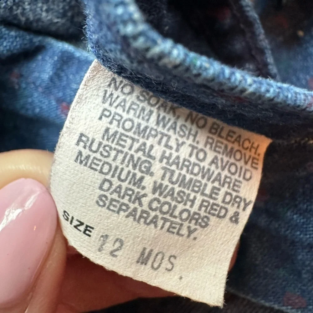 Vintage Oshkosh B’gosh Vestbak Denim Polka Dot  Overall Jeans 12 Months VTG 90s